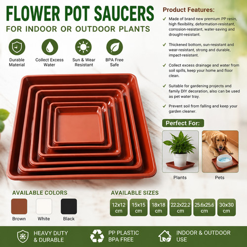 Flower pot square plastic tray - plastic,
