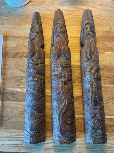 Old folk art carved - art, hardwood