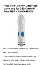 Roca Toilet Cistern Dual Flush Valve only for D2D Screw-in Rods NEW - AH0004800R