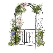 Metal Garden Arch with Gate or Planters, Garden Decor Arbour, Plant Arch