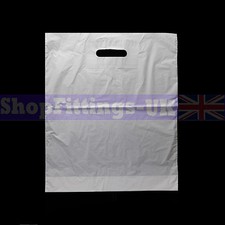 New White Patch Handle Carrier Gift Retail Shopping Plastic Bags for Retail Shop