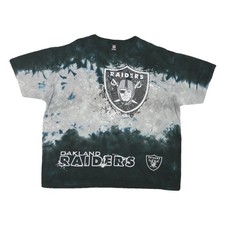 NFL Mens Black & Grey Raiders Graphic T-Shirt XL Short Sleeve Crew Neck Sports