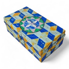 Vintage Metal Indian Hand Painted Travel Trunk Chest