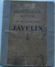 Jowett 1½ Litre Javelin 1950 Original Maintenance Manual Fair Condition