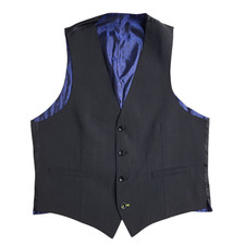 Vintage Waistcoat Dark Grey 2 Pocket Smart Formal Men's M 40-42"