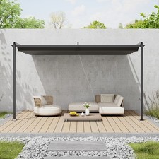 Outdoor Lean To Pergola Retractable Canopy Patio Wall Mounted Gazebo Sun Shade