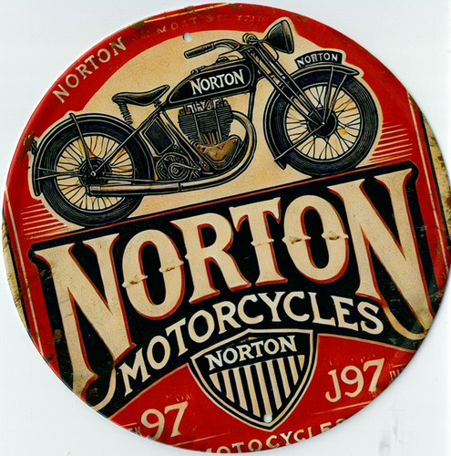 Norton motorcycle round metal - round,
