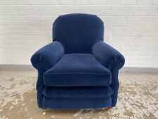 George Smith Style Navy Baltic Blue Mohair Velvet Armchair (2 Available)