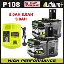 For Ryobi One+ Plus 18V 6Ah 8AH Battery P108 RB18l13 RB18l50 RB18L40/Charger/LED