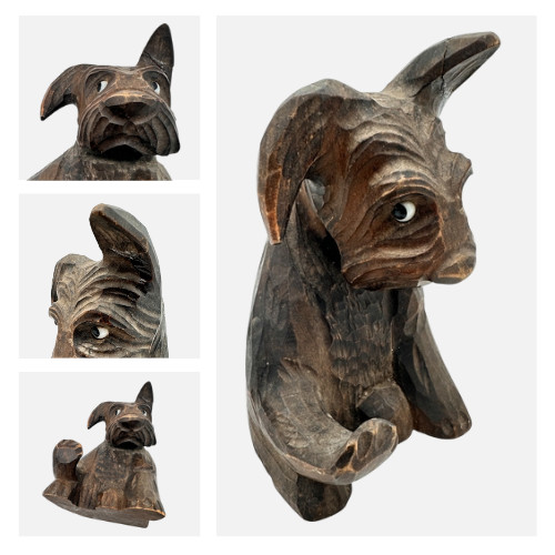 Vintage carved wooden scottie - carved,