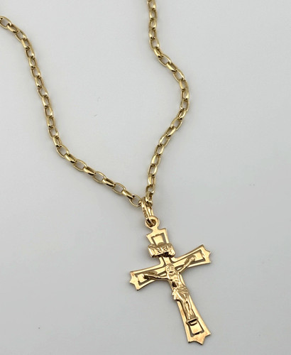 9ct yellow gold crucifix cross - gold,