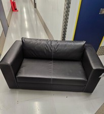 Black leather Sofa Bed with white stitching, great condition.