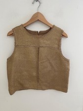 Banana Republic Ladies size L Petite Lined Gold  Rib Tank Top Blouse Gilet Style