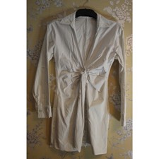 ZARA White Longline Tie-Front Shirt Dress – Women’s Size M