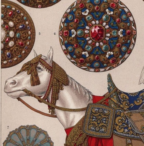 White horse caparison - white, -caparison