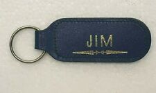 Blue Leather Keyring With name Jim on It 7.2 x 2.7 cm's