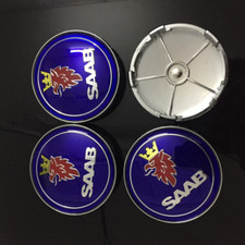 4x 68mm Blue SAAB Logo Car