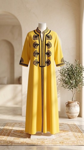 Women yellow moroccan kaftan - moroccan,