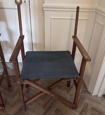 Pair   Vintage Directors Chairs Hardwood Green Canvas  Dining FADED