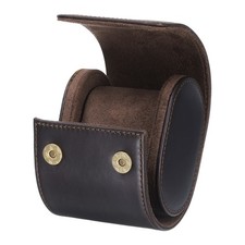 Watch Roll Travel Case Single Slot Portable Leather Storage Cases, Coffee