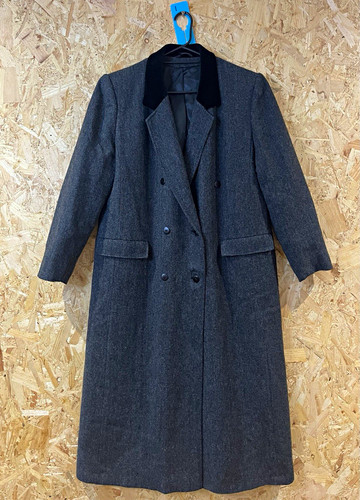 Grey herringbone wool tweed - wool,