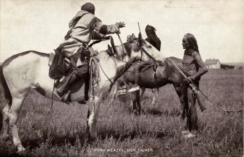Native american postcard horn - american,