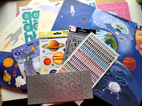 Space scrapbooking kit paper - space,