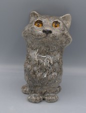 Winstanley Cats - Sitting Grey Cat Size 1 - Signed - Glass Eyes - British Made