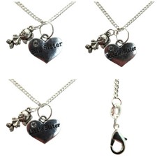 BIG MIDDLE LITTLE SISTER SET SILVER NECKLACE Angel Flower Star * Huge Choice *