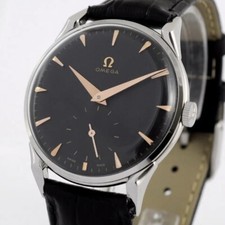 STUNNING VINTAGE 1940s OMEGA BLACK DIAL JUMBO WATCH