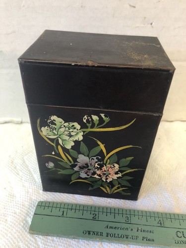 Antique chinese tin tea - tea, caddy