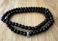 Thomas Sabo Sterling Silver Black Obsidian Bead Charm Carrier Necklace 24" Inch 