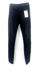 GUESS Black Leather look Side Zips Women's Low Rise Skinny Jeans UK 8 10 S W28