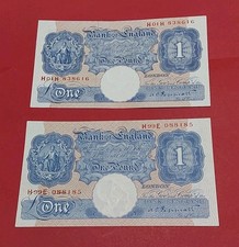 B249  £1  ×  2    peppiatt Blue Notes H01H aef , H99E  Aunc ,,from 1940 