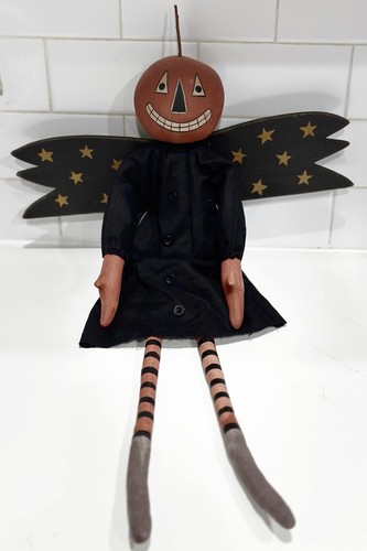 Whimsical pumpkin fairy shelf - pumpkin,