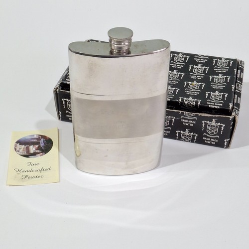 Handmade pewter hip flask with - pewter,