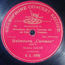 Rare Opera 78. EMMA CALVE Habanera from "Carmen" RED G&T 10" 3281 rec. 1902!