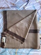 100% Pure New Woollen Large Kashmiri Jamawar Beige/Brown Shawl