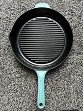AGA Cast Iron Griddle Frying Pan blue Cookware With Pouring Spout 28cm Large