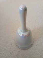 Decorative VTG White Unusual Unique Iridescent Rainbow Pastel China Hand Bell