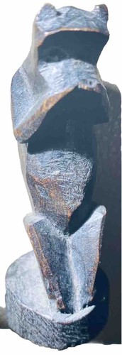 Abstract frog wood sculpture - abstract,