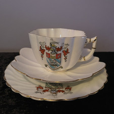 Pre Shelley Foley Wileman Crested Ware Cup & Saucer Sideplate Torquay Antique