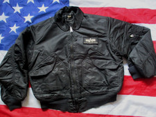 GENUINE ALPHA INDUSTRIES USAF USA CWU bomber pilot JACKET COAT top gun BLACK L