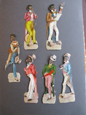 6 Antique Scraps Black Men in Dandy Style Clothes Embossed Victorian Chromo