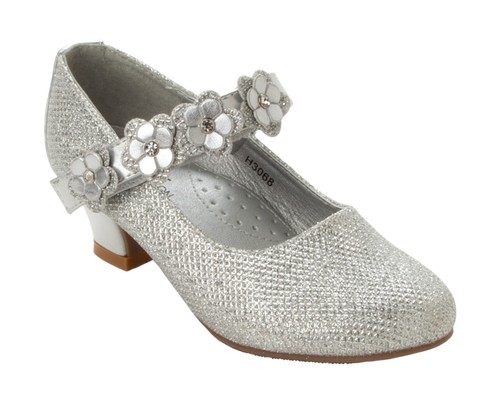 Girls silver glitter flower - silver,