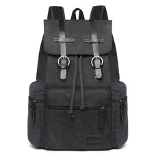 KONO Men's Large Canvas Backpack for School Travel & Work Rucksack with Leather