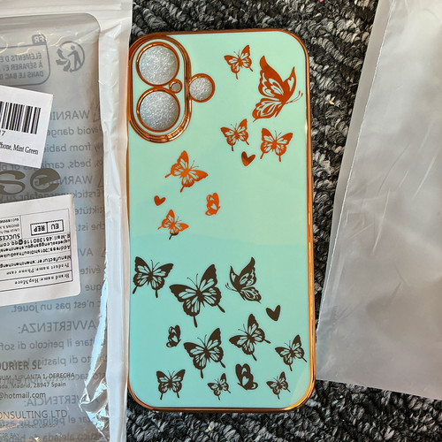 Mint green butterfly pattern - mint,