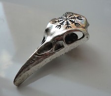Norse Viking Mythology Helm Of Awe Raven Skull Pin Badge