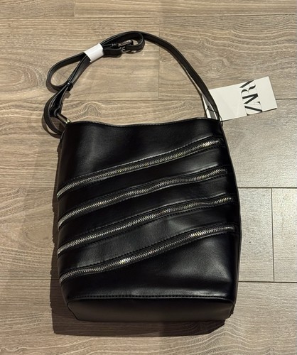 Zara women black faux - ~,