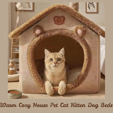 Cozy Pet Cat Dog House Bed Warm Soft Washable Indoor Outdoor Kennel Cave